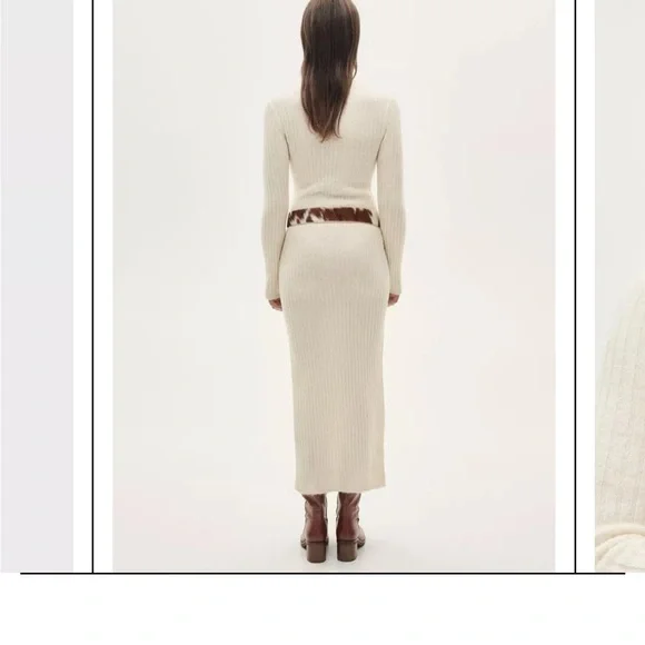 Mango Garrigo Wool Blend Cable Knit Ribbed Dress, NWT - Picture 3 of 9